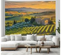 130x150cm Tapestry, Field tea garden Wall Hanging Decor, Rural Scene Art Print Tapestries for Bedroom, Living Room - green
