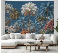 130x150cm Tapestry, tropical plants Wall Hanging Decor,Palm leaf beach Art Print Tapestries for Bedroom, Living Room - Navy blue
