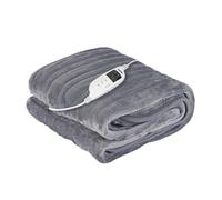 (130x160 cm Over Blanket) Grey Electric Throw Heated Fleece Over Blanket