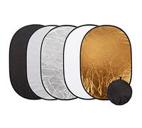 130x180cm 5-in-1 Light Reflector Photography Reflector, Studio Oval Diffuser Light Reflector with Carrying Case, Collapsible Multi Disc Reflector
