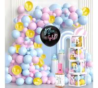 131 Pcs Gender Reveal Decoration, Electric Balloon Pump with Pink and Blue Balloons &4 Baby Boxes for Baby Shower&35in Boy or Girl Ballon, Balloon Arch Kit for Baby Shower Decor Gender Reveal Games