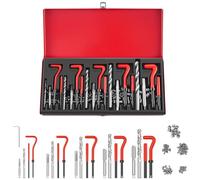 131 PCS Helicoil Metric Thread Repair Tool Kit HSS Drill Thread Insert Repair Tool Sleeves Thread Repair Kit HSS Drill Helicoil Metric Set with Taps Drill & Wire Thread Inserts (M5 M6 M8 M10 M12), Red