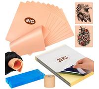 131Pcs Tattoo Machine Bags Kit, Tattoo Skin Practice Set Contain 10 Pcs 3mm Tattoo Practice Skins and 20 Pcs Tattoo Transfer Paper, 100Pcs Tattoo Pen Covers with 1 Pcs Bandage