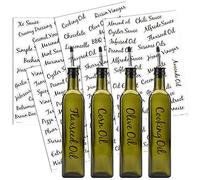 132 Oil & Vinegar Bottle Labels, Prefdo Bold Cursive Clear Waterproof & Oil-Proof Condiments Stickers Oil Dispenser Labels for Kitchen Organization and Storage(Black)