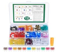 132 Pcs Car Fuses Assorted Kit, Auto Car Standard Blade Fuses Replacement Kit, Micro Automotive Replacement Fuse for Trucks, 2A 3A 5A 7.5A 10A 15A 20A 25A 30A 35A 40A, with Fuse Puller