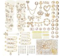 132 Pcs Junk Socks Charms Kit, Shoe Charms for Sneakers, Clothes (Golden)