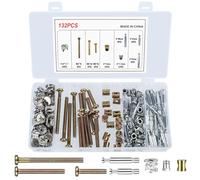 132 Pcs M6 Furniture Screws Bolts and Nuts Set, 3 In 1 Furniture Bolts and Barrel Nuts, Hex Socket Head Cap Screws Nuts and Bolts Set for Baby Bed Crib Bunk Bed Furniture Cot Headboard Screws Bolts