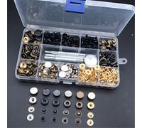 132 Sets Heavy Duty Snap Fasteners Kit Copper Metal Poppers Buttons with Installation Tools for DIY Clothes Jackets Bags Crafts