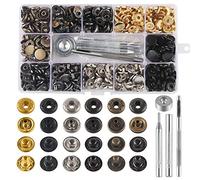 132 Sets Snap Fasteners Kit, MSDADA Sewing Leather Metal Snaps Buttons Set Rust Proof Press Studs with 6Pcs Fixing Tools for Clothing Craft Repairs Halloween Decoration