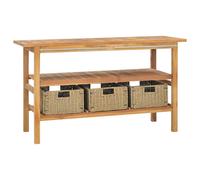 (132 x 45 x 75 cm, with basket) vidaXL Solid Teak Bathroom Vanity Cabinet Unit 132/74 cm with/without Basket