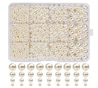 1320 Pcs Pearl Beads, Ivory White Round Pearl Beads for Jewellery Making Crafting Necklaces Bracelets Earrings Rings Jewelry Making Supplies, 4/6/8/10mm Imitation Pearls Satin Luster