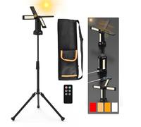 13200mAh Rechargeable Solar Work Light with Folding Stand and Carrying Bag, AODOO 8000 Lumen Stepless Dimmable , White/Warm/Nature White/RED(SOS) with Detachable Tripod (Black(Remote))