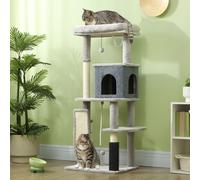 132cm Cat Tree for Indoor Cats w/ Scratching Posts, Light Grey PawHut Light Grey 50cm x 50cm