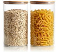 132oz Large Glass Storage Containers with Bamboo Lids for Flour & Sugar -2P