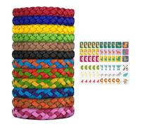 132Pcs 12Pack Individually Wrapped Mosquito Repellent Bracelets with 120 Repellent Stickers, Adjustable Waterproof Deet-Free Natural Insect Mosquito Bands for Travel Camping Outdoor Holiday Essentials