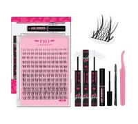 132Pcs Cluster Lashes Kit 8-16mm Invisible Band Natural Lash Clusters with Clear Glue Transparent Lash Bond and Seal Lash Remover Tweezers DIY Lash Extension Kit(Filigree-8-16mm Mix)