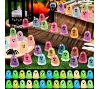 132pcs Halloween Luminous Mini Ghosts Figures 6 Colours Glow in The Dark Miniature Resin Ghost Figurines to Hide Bulk Tiny Small Statue for Halloween Party Favors Micro Garden Dollhouse Decorations