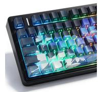 133 Key PBT Keycaps Cherry Profile Side Printed Shine Through with Dye Sublimation Blue Black Butterfly Theme Keycaps for 60 65 68 75 87 100 Mechanical Keyboard Keycaps Set