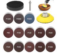 133 Pcs 2 Inch Sanding Disc, 50 mm Hook and Loop Grit 80 100 120 150 240 320 400 600 800 1000 1200 2000 3000 Sanding Discs Car Polishing Pads Kit for Drill, Polishing Pads and Interface Pad