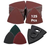 133-Piece Triangle Sanding Disc Kit, Mouse Sandpaper Set with 125 Sheets, 2 Multitool Pads, 6 Buffing Pads for Wood & Plaster
