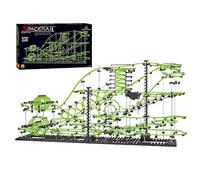 1337pcs Marble Roller Coaster Kit Level 8 Luminous Model Building DIY Maze Game with Glow in The Dark Tracks and 8 Steel Balls
