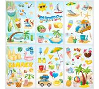134 Pieces Double Sided Hawaii Beach Window Clings - Summer Glass Sticker Decorations for Home, Office, School Party Decor - Hello Summer Window Decals