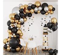 134pcs Balloon Arch Kit,Black Gold Balloons Arch,Black Gold Silver Birthday Balloons,Black Balloons Garland for Birthday Party Decorations Men,Graduation,Wedding,Prom,Retirement,New Year