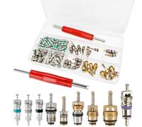 134pcs Car Air Conditioner Valve Core Kit R12 R134a A/C Schrader Valve Core | Refrigeration Tire Valve Stem Cores Repair Kit with Double Head Dual Valve Remover Tool