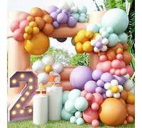 135 Pcs Pastel Balloon Arch Kit, White Orange Green Pink Rainbow Balloons Garland Kit, Latex Candy Unicorn Balloon Arch Kit for Baby Shower Wedding Girl Birthday Princess Party Decorations