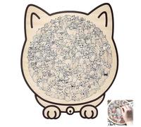 135-Piece Cat Shaped Wooden Jigsaw Puzzle, Cute Cat Shaped Wooden Puzzle, Challenging Irregular Jigsaw with Frame, Home Decor, Creative Gifts for Cats Lovers (D)