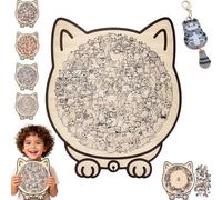 135-Piece Cat Shaped Wooden Jigsaw Puzzle,Cute Cat Shaped Wooden Puzzle,Challenging Irregular Jigsaw,Creative Gift for Cats Lovers