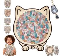 135-Piece Cat Shaped Wooden Jigsaw Puzzle,Cute Cat Shaped Wooden Puzzle,Challenging Irregular Jigsaw,Creative Gift for Cats Lovers