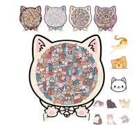 135-Piece Cat Shaped Wooden Jigsaw Puzzle, Cute Cat-Shaped Wooden Puzzle with A Frame, Unique Animal Shape Wood Puzzles Gifts for CatLovers Home & Relaxation (#D)
