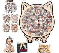 135-Piece Cat Shaped Wooden Jigsaw Puzzle, Morandi-Colored Animal Puzzles for Adults & Kids, Unique Cat Outline Wood Puzzle, Creative Gift for Cats Lovers, Stress Relief & Home Decor (Morandi color)