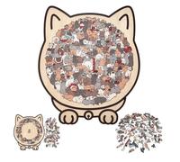 135-Piece Cat Shaped Wooden Jigsaw Puzzle, Multi-Color Series (Macaron/Morandi/Meilade) Unique Cats-Themed Puzzle for Adults Kids, for Cat Lovers, Home Decor (B)