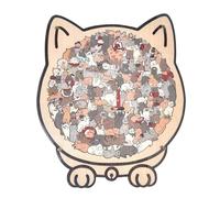 135-Piece Cat Shaped Wooden Jigsaw Puzzle - Reusable 3D Animal Puzzle with Irregular Pieces, Educational Toy & Home Decor for Kids and Adults