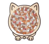 135-Piece Cat Shaped Wooden Jigsaw Puzzle - Reusable 3D Animal Puzzle with Irregular Pieces, Educational Toy & Home Decor for Kids and Adults