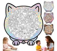 135-Piece Christmas Colored Cat Shaped Wooden Jigsaw Puzzle, Cats Shaped Wooden Puzzle, Unique Animal Pieces, Creative Puzzles Gifts for Cats Lovers or Puzzles Fans, Home Decor