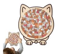 135-piece Colored Cat Shaped Wooden Jigsaw Puzzle - Cat Shaped Wooden Puzzle Animal Shape Wood-en Puz-zle Animal Sculpture Puz-zle For Cats Lovers, Home Decor