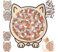135-Piece Colored Cat Shaped Wooden Jigsaw Puzzle, Cats Shaped Wooden Cat Puzzle, Unique Puzzles Shapes with Kitten Paws & Playful Poses for Home Decor (#B)