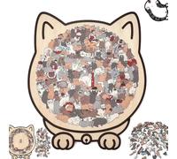 135-Piece Colored Cat Shaped Wooden Jigsaw Puzzle, Cats Shaped Wooden Puzzl e, Unique Animal Shape Wood Puzzle, Creative Gifts for Cats Lovers, Home Decor (A)
