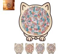135-Piece Colored Cat Shaped Wooden Jigsaw Puzzle,Cute Cat Shaped Wooden Puzzle,Framed by Adorable Cats Outlines,Unique Shapes with Paws & Playful Poses,Gifts for Lovers,Home Decor (Style3)