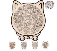 135-Piece Colored Cat Shaped Wooden Jigsaw Puzzle, Framed by Adorable Cat Outlines, Unique Animal Shape Wood Jigsaw, Creative Gifts for Puzzle Lovers and Cats Lovers (#C)