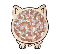135-Piece Mo/randi-Colored Cat Shaped Wooden Jigsaw Puzzle, Decorative Cat Outlines Framed Wooden Puzzle for Adults, Irregular Animal Shaped Puzzles, Home Decor Gift for Cats Lovers