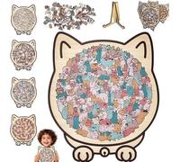135-Piece Morandi Colored Cat Shaped Wooden Jigsaw Puzzle, 2026 New Cats Shaped Wooden Puzzle, Unique Animal Shape Wood Puzzles, Cute Decorative Cats Jigsaws Puzzles Gifts for Cat Lovers