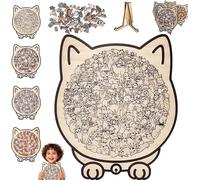135-Piece Morandi Colored Cat Shaped Wooden Jigsaw Puzzle, 2026 New Cats Shaped Wooden Puzzle, Unique Animal Shape Wood Puzzles, Cute Decorative Cats Jigsaws Puzzles Gifts for Cat Lovers