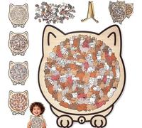 135-Piece Morandi Colored Cat Shaped Wooden Jigsaw Puzzle, 2026 New Cats Shaped Wooden Puzzle, Unique Animal Shape Wood Puzzles, Cute Decorative Cats Jigsaws Puzzles Gifts for Cat Lovers