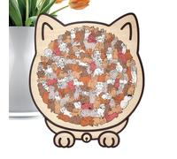 135 Piece Morandi Colored Cat Shaped Wooden Jigsaw Puzzle,Cat Shaped Wooden Jigsaw,135 Pieces Animal Sculpture Puzzle,Fine Motor Skills Toy,for Adults Kids