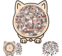 135 Piece Morandi-Colored Cat Shaped Wooden Jigsaw Puzzle, Cat Shaped Wooden Puzzle, Adorable Cats Outline Puzzles, Creative Puzzles Gift for Cats Lovers, Kids and Adults, Home Decor