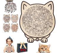 135-Piece Morandi-Colored Cat Shaped Wooden Jigsaw Puzzle, Cat Shaped Wooden Puzzle for Home Decor, Unique Animal Shape Wood Puzzles, Creative & Artistic PuzzleGifts for Cats Lovers (D)